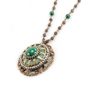 Blue Agate & Malachite Necklace OL_N153 - Sweet Romance Wholesale