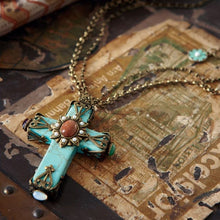 Load image into Gallery viewer, Cathedral Turquoise Cross Necklace OL_N190 - Sweet Romance Wholesale