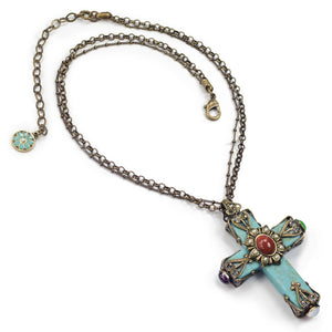 Cathedral Turquoise Cross Necklace OL_N190 - Sweet Romance Wholesale