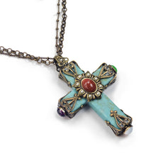 Load image into Gallery viewer, Cathedral Turquoise Cross Necklace OL_N190 - Sweet Romance Wholesale