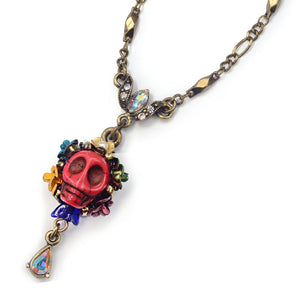 Skull and Crystal Teardrop Necklace OL_N241 - Sweet Romance Wholesale