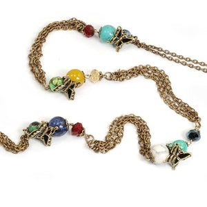 Gemstone Beads & Butterflies Necklace OL_N268 - Sweet Romance Wholesale