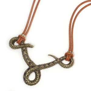 Rattlesnake on Leather Necklace OL_N285 - Sweet Romance Wholesale