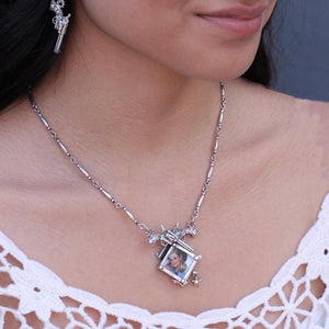 Gun Girlie Glass Photo Box Necklace OL_N293 - Sweet Romance Wholesale