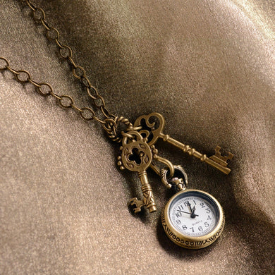 Steampunk Pocket Watch and Antique Key Necklace N311 - Sweet Romance Wholesale