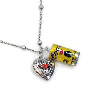 Biker Coors Beer Can and Heart Locket Charm Necklace OL_N313 - Sweet Romance Wholesale