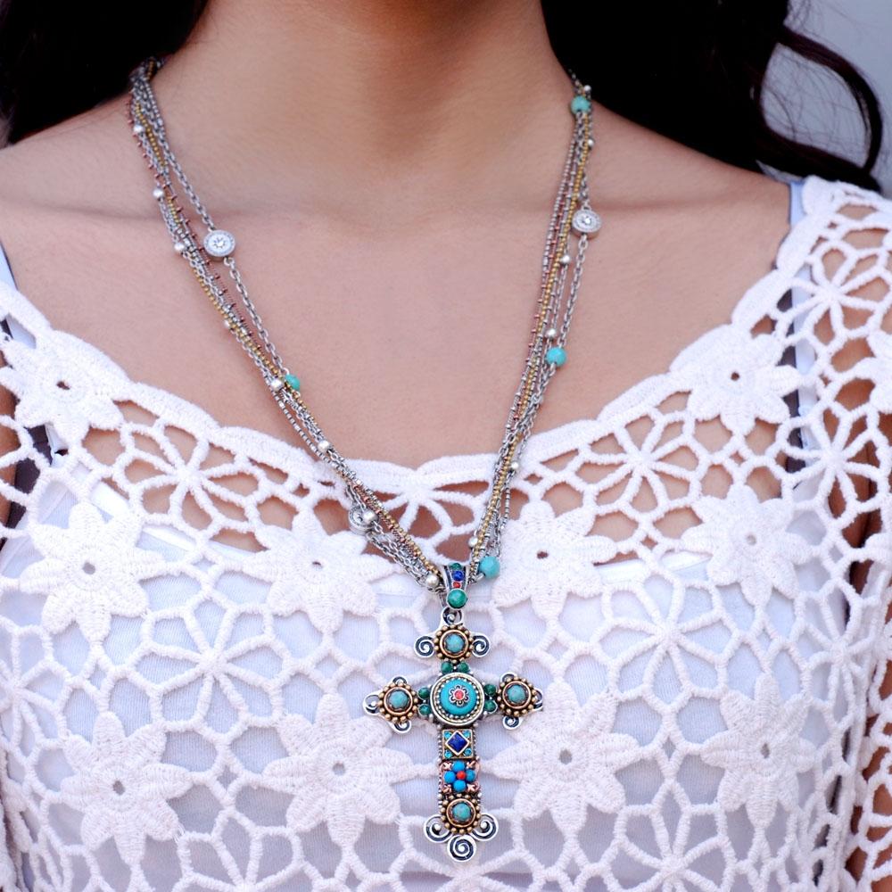Desert Gypsy Cross Necklace OL_N348 - Sweet Romance Wholesale