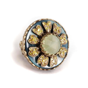 Blue Shell and Jadeite Windflower Ring OL_R107 - Sweet Romance Wholesale