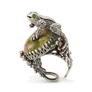 Silver Sculpture Frog Ring OL_R228 - Sweet Romance Wholesale