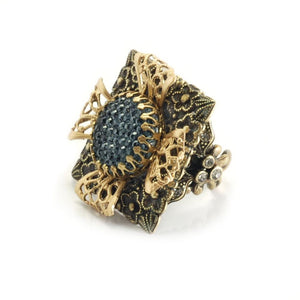 Square Floral Ring R401 - Sweet Romance Wholesale
