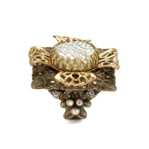 Square Floral Ring R401 - Sweet Romance Wholesale