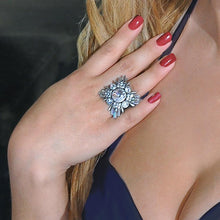 Load image into Gallery viewer, Art Deco Geometric Star Silver Ring OL_R435 - Sweet Romance Wholesale