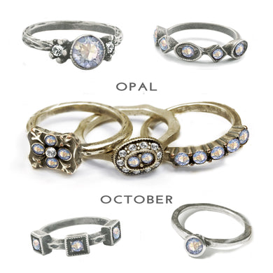 Stackable October Birthstone Ring - Opal Crystal - Sweet Romance Wholesale