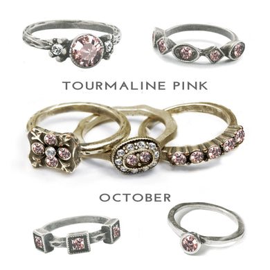 Stackable October Birthstone Ring - Tourmaline Pink - Sweet Romance Wholesale