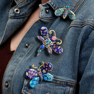 Millefiori Glass Insect Pins Set of 3 Blue Violet - Sweet Romance Wholesale