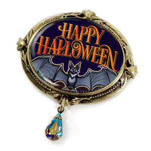 Happy Halloween Bat Retro Pin - Sweet Romance Wholesale