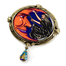 Load image into Gallery viewer, Witch and Moon Retro Halloween Pin - Sweet Romance Wholesale