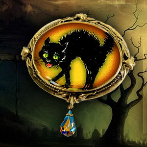 Black Cat Retro Halloween Pin - Sweet Romance Wholesale
