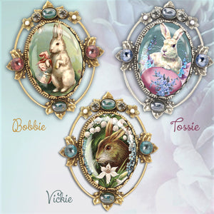 Set of 3 Vintage Easter Bunnies Pins P330-SET - Sweet Romance Wholesale