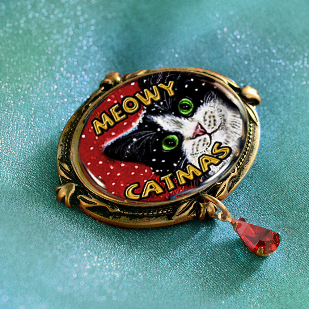NEW! Meowy Catmas Christmas Cat Pin P351 - Sweet Romance Wholesale