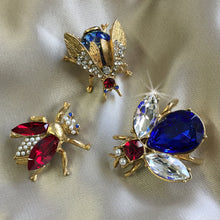 Load image into Gallery viewer, Red White Blue Crystal Bee Pin Set of 3 - Sweet Romance Wholesale