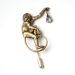 Monkey with Crystal Pin P679 - Sweet Romance Wholesale
