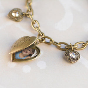 Heart Locket Charm Bracelet BR0214 - Sweet Romance Wholesale