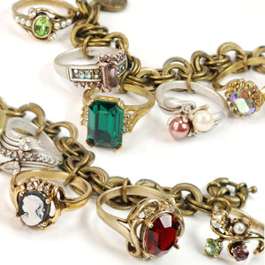 Antique Style Rings Charm Bracelet BR122 - Sweet Romance Wholesale