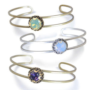 Crystal Dot Stacking Cuff Bangle Bracelet - Sweet Romance Wholesale