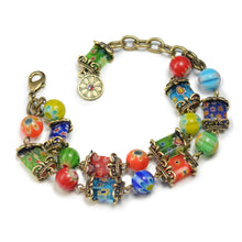 Load image into Gallery viewer, Millefiori Glass Rainbow Two Strand Bracelet - Sweet Romance Wholesale
