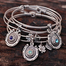 Load image into Gallery viewer, Lucky Horseshoe Birthstone Bangle BR373 - Sweet Romance Wholesale