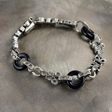 Load image into Gallery viewer, Art Deco Black and Silver Vintage Marcasite Bracelet BR404 - Sweet Romance Wholesale