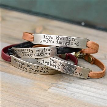 Inspirational Message Leather Bracelets - Sweet Romance Wholesale