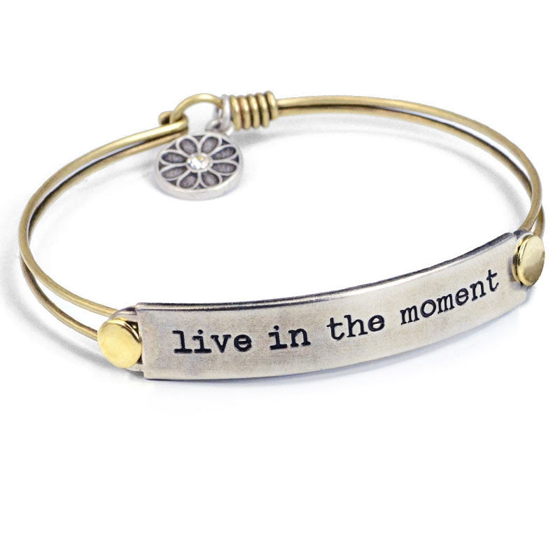 Live In The Moment Inspirational Message Bracelet BR416 - Sweet Romance Wholesale