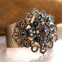 Load image into Gallery viewer, Peacock Midnight Cross Cuff Bracelet - Sweet Romance Wholesale