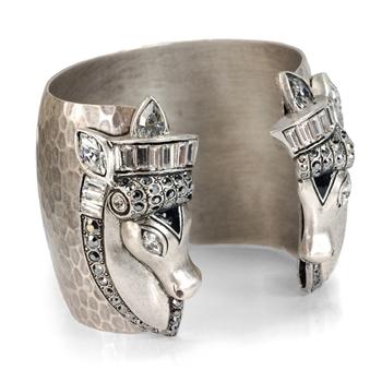 Art Deco Vintage Silver Horse Bracelet Cuff BR444 - Sweet Romance Wholesale