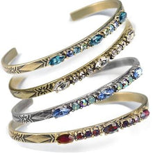 Load image into Gallery viewer, Crystal Bar Thin Cuff Stacking Bracelet BR448 - Sweet Romance Wholesale