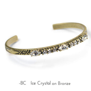 Crystal Bar Thin Cuff Stacking Bracelet BR448 - Sweet Romance Wholesale