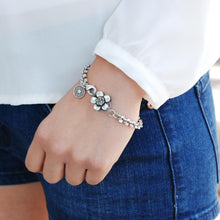 Load image into Gallery viewer, Silver Retro Serenity Flower Bracelet - Sweet Romance Wholesale