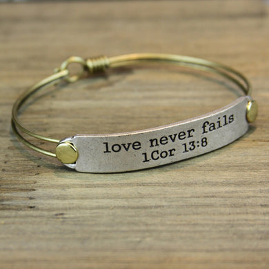 Love Never Fails 1 Cor 13:8 Inspirational Bible Verse Bracelet - Sweet Romance Wholesale