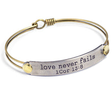 Load image into Gallery viewer, Love Never Fails 1 Cor 13:8 Inspirational Bible Verse Bracelet - Sweet Romance Wholesale
