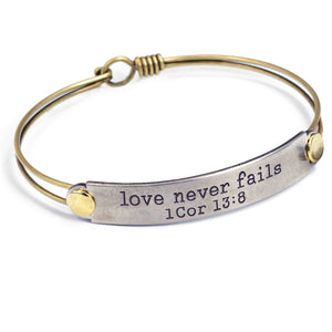 Love Never Fails 1 Cor 13:8 Inspirational Bible Verse Bracelet - Sweet Romance Wholesale
