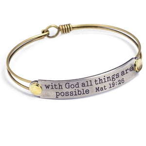 With God All Things are Possible Mat 19:26 Inspirational Bible Verse Bracelet - Sweet Romance Wholesale