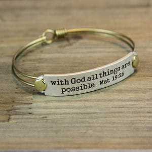 With God All Things are Possible Mat 19:26 Inspirational Bible Verse Bracelet - Sweet Romance Wholesale