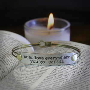 Wear Love Everywhere You Go Col 3:14 Inspirational Bible Verse Bracelet - Sweet Romance Wholesale