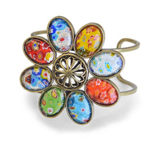 Load image into Gallery viewer, Millefiori Glass Candy Flower Cuff Bracelet BR524 - Sweet Romance Wholesale