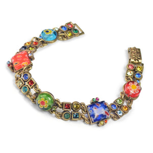 Millefiori Glass Geometric Link Bracelet BR527 - Sweet Romance Wholesale