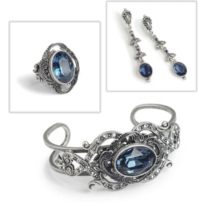 French Regency Sapphire Silver and Amethyst Bracelet BR532 - Sweet Romance Wholesale
