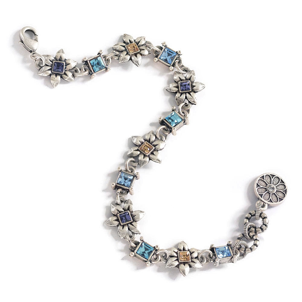 Silver Flower Link Bracelet BR568 - Sweet Romance Wholesale