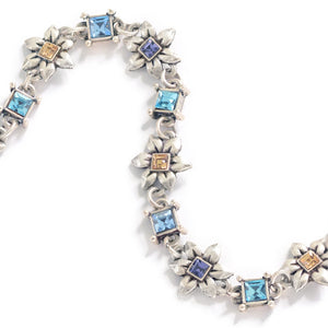 Silver Flower Link Bracelet BR568 - Sweet Romance Wholesale